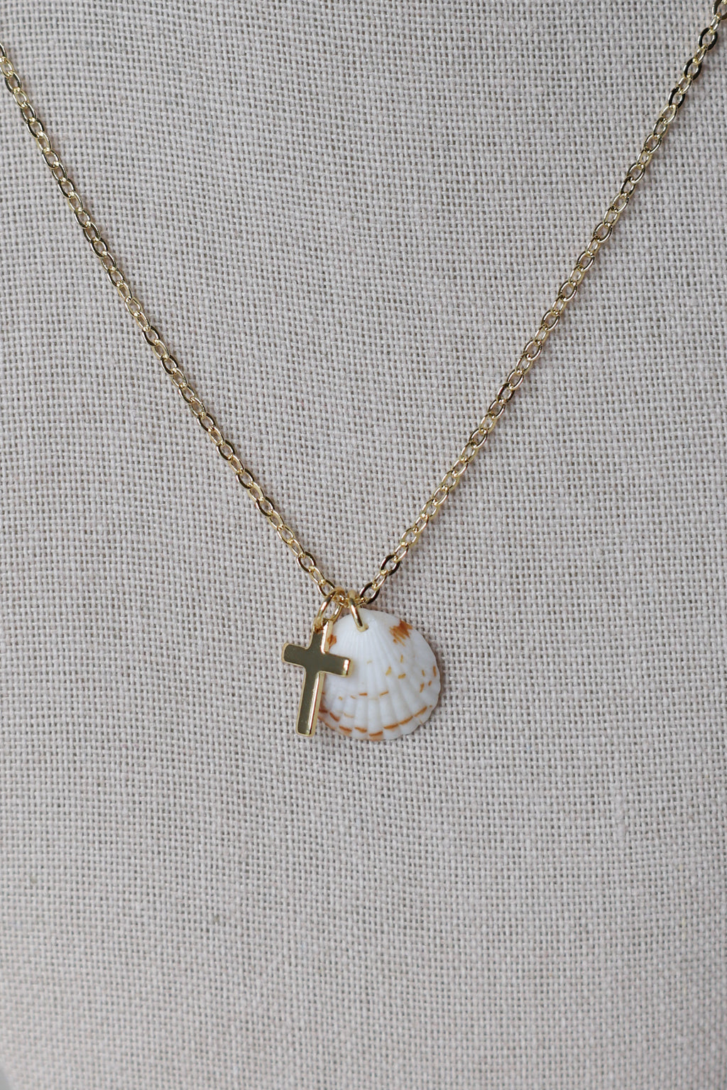 Seashell cross necklace
