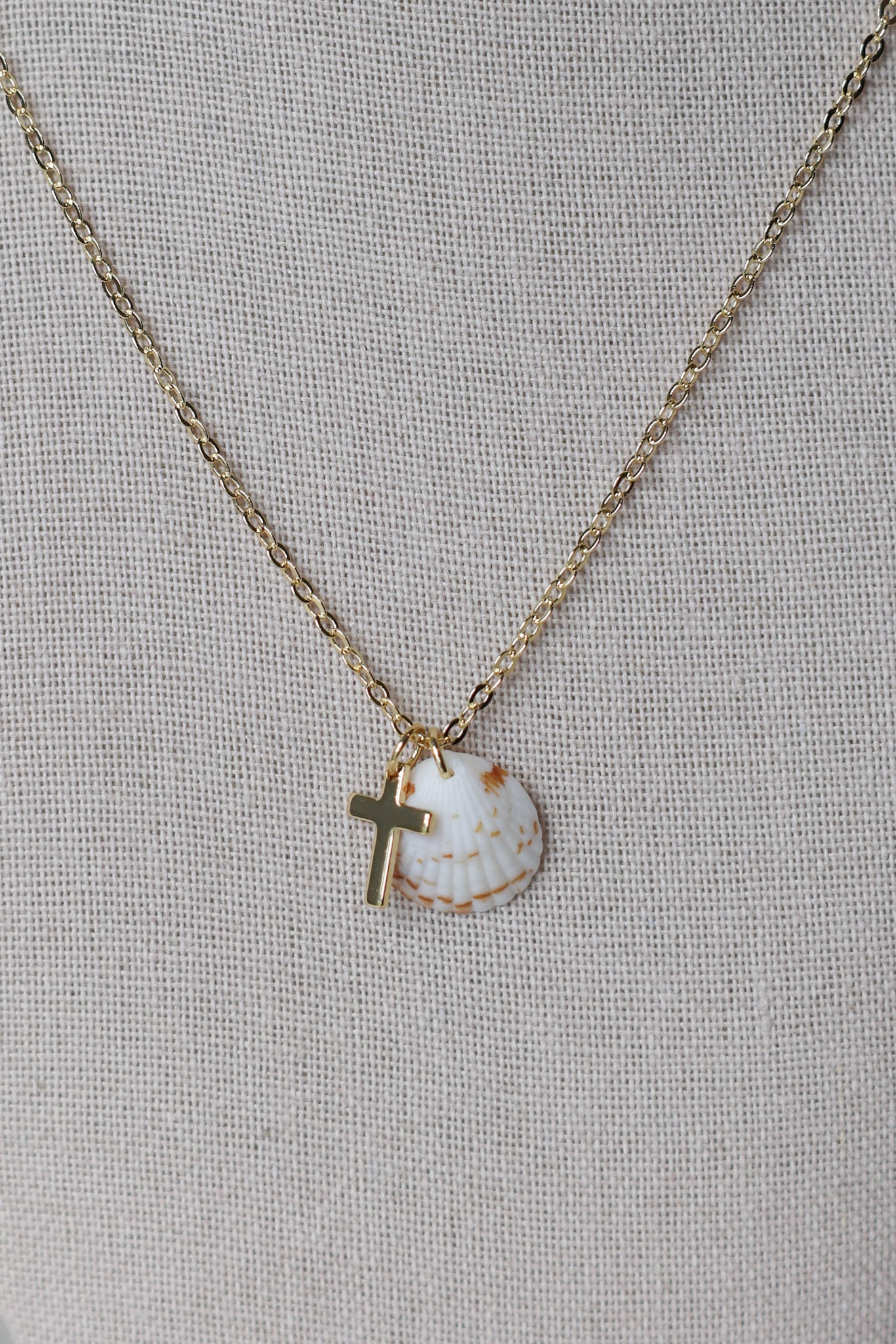 Seashell cross necklace