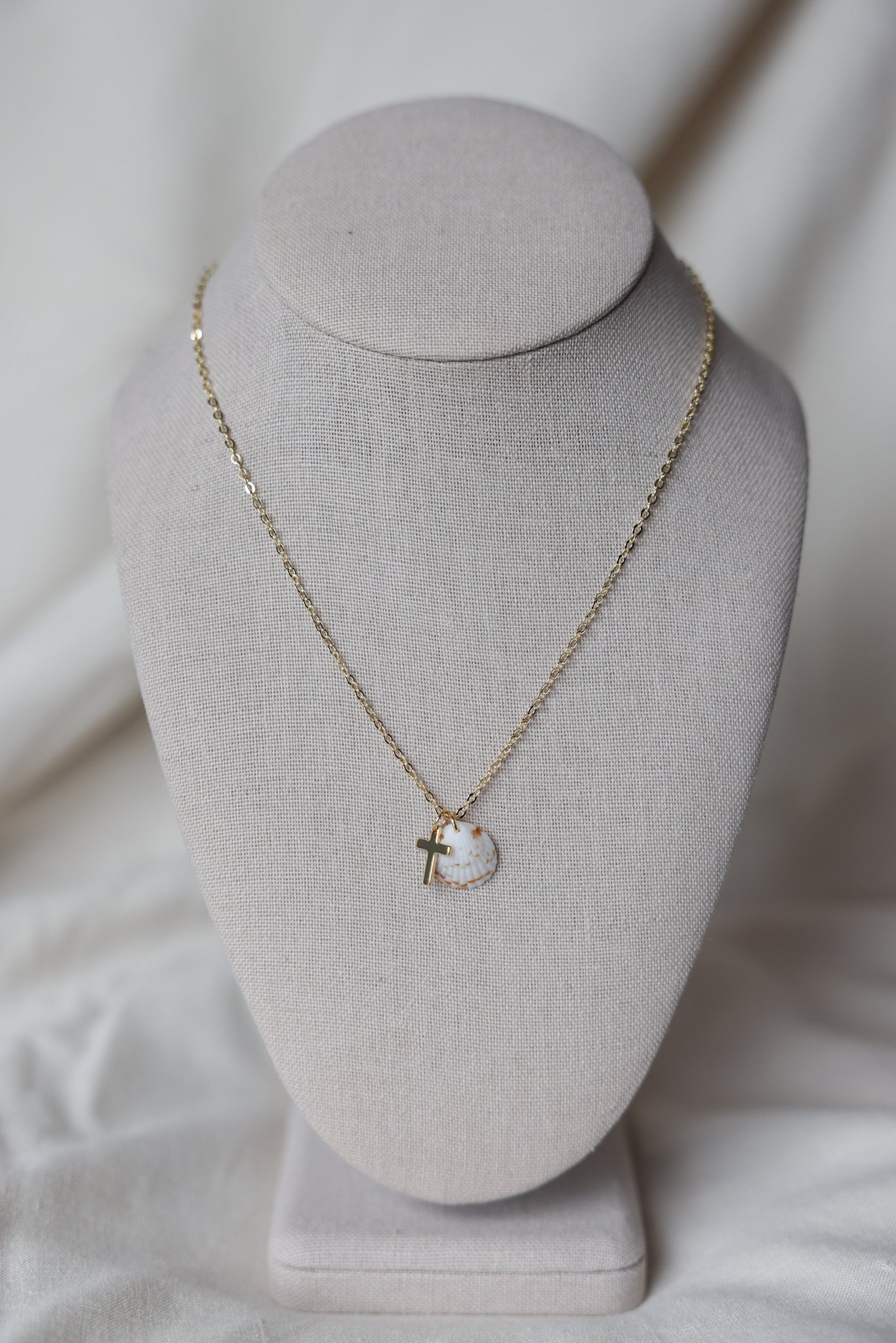 Seashell cross necklace