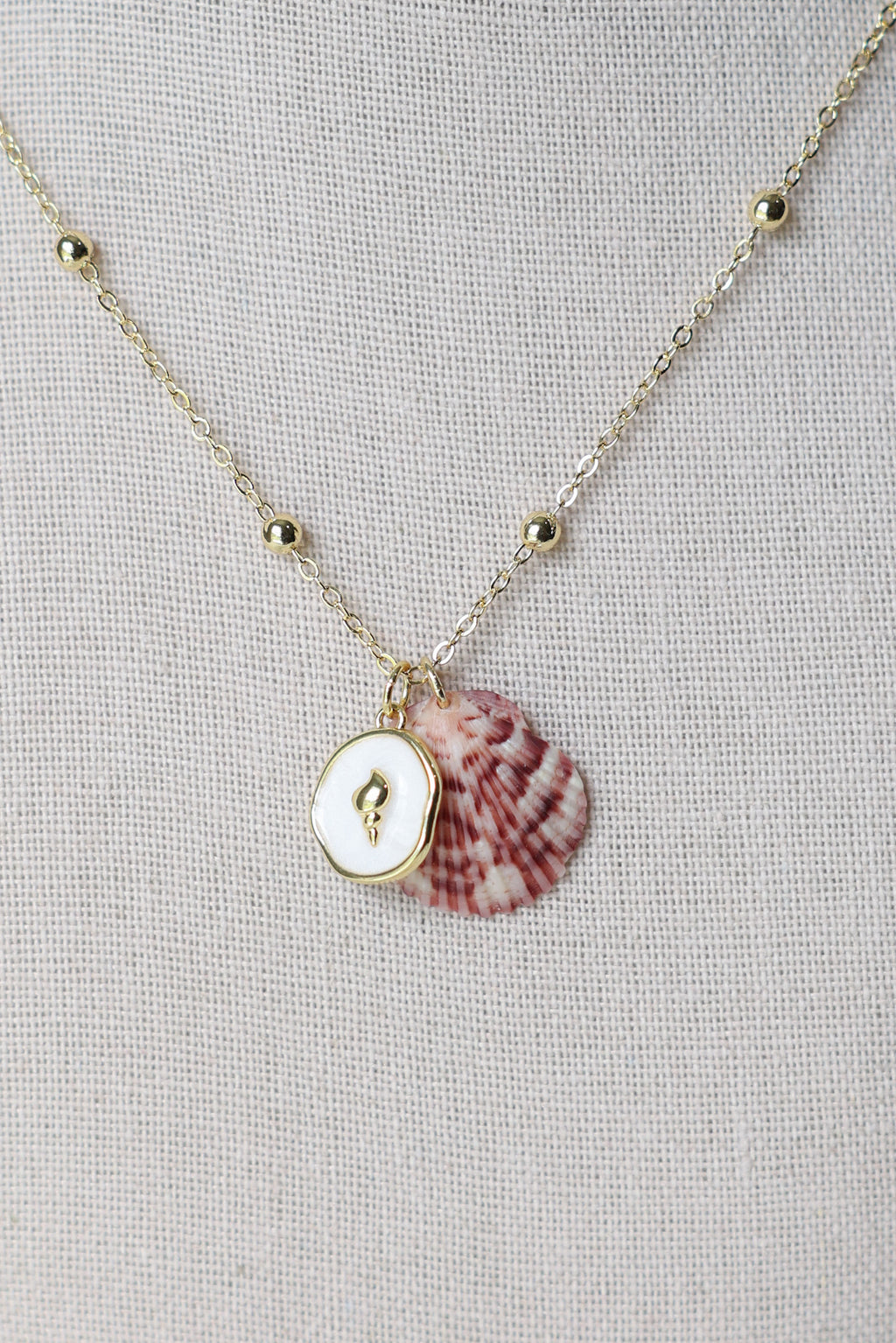 Seashell charm necklace