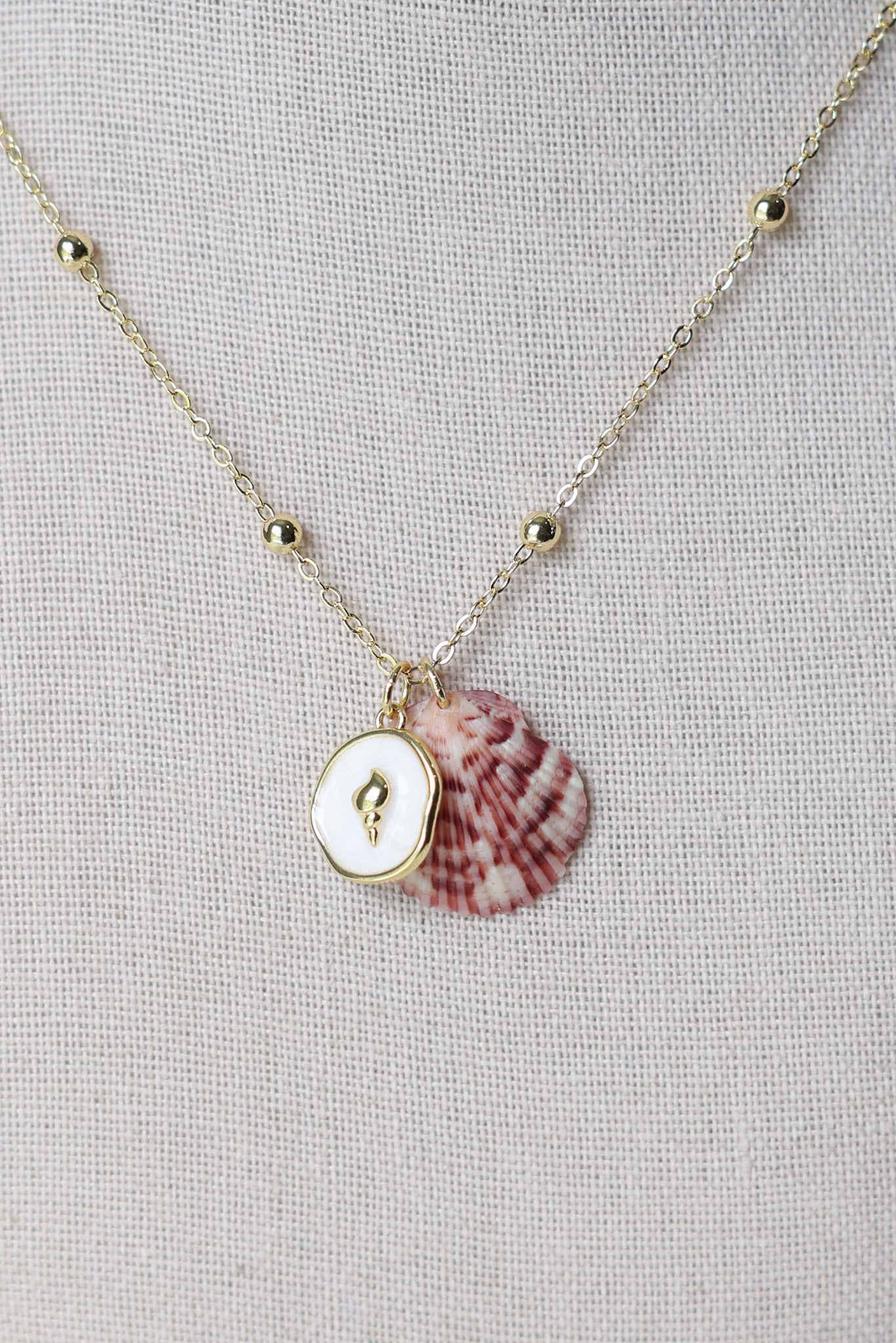 Seashell charm necklace