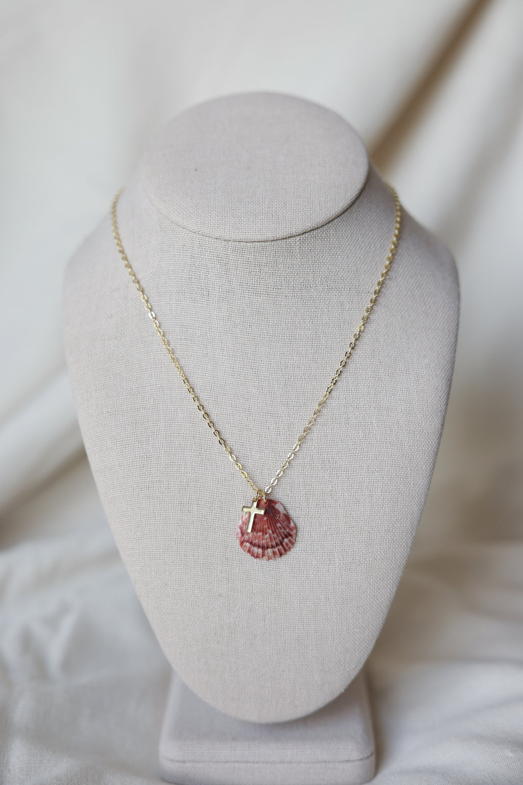 Seashell cross necklace