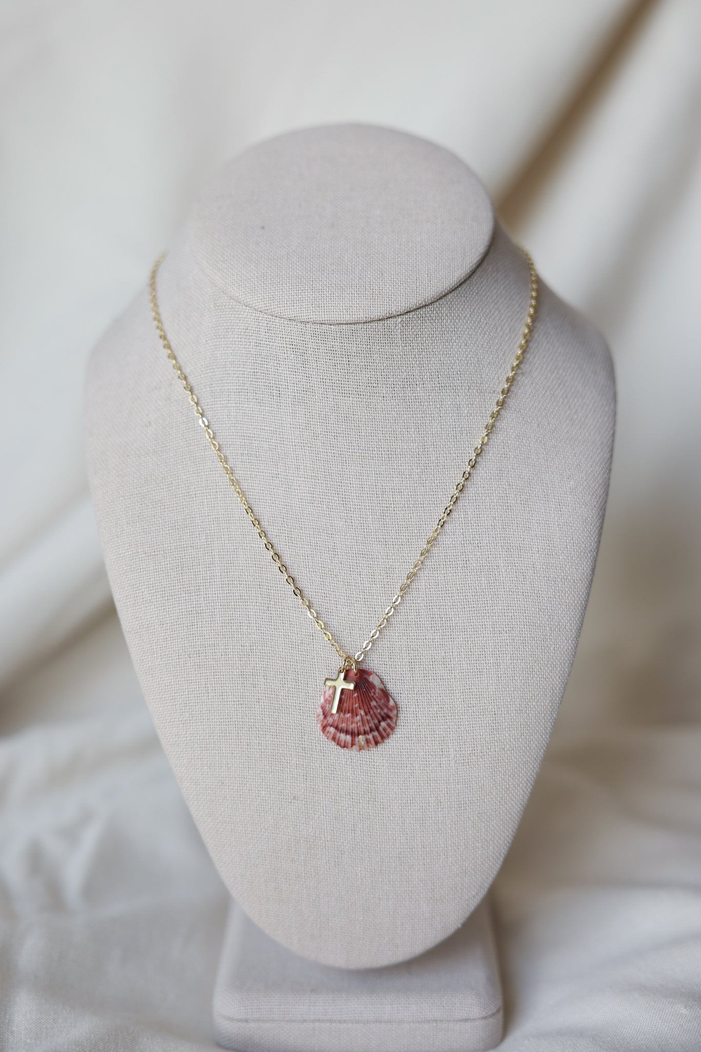 Seashell cross necklace