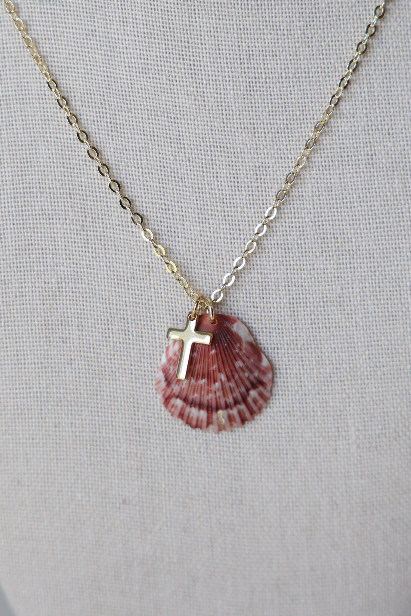 Seashell cross necklace