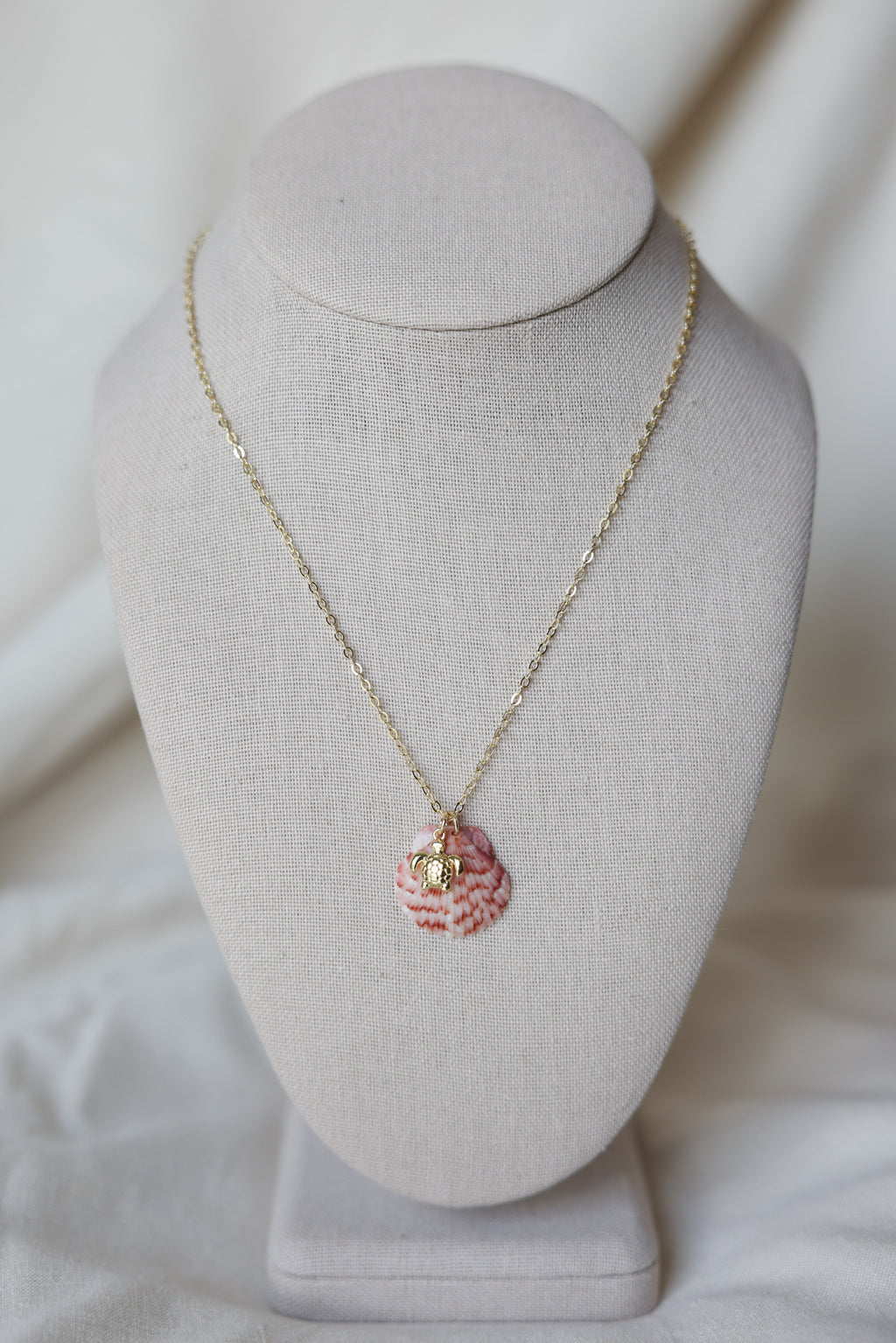 Seashell turtle charm necklace