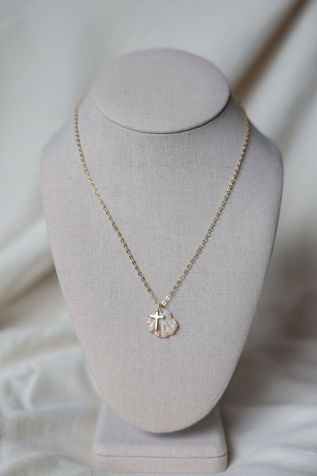 Seashell cross necklace