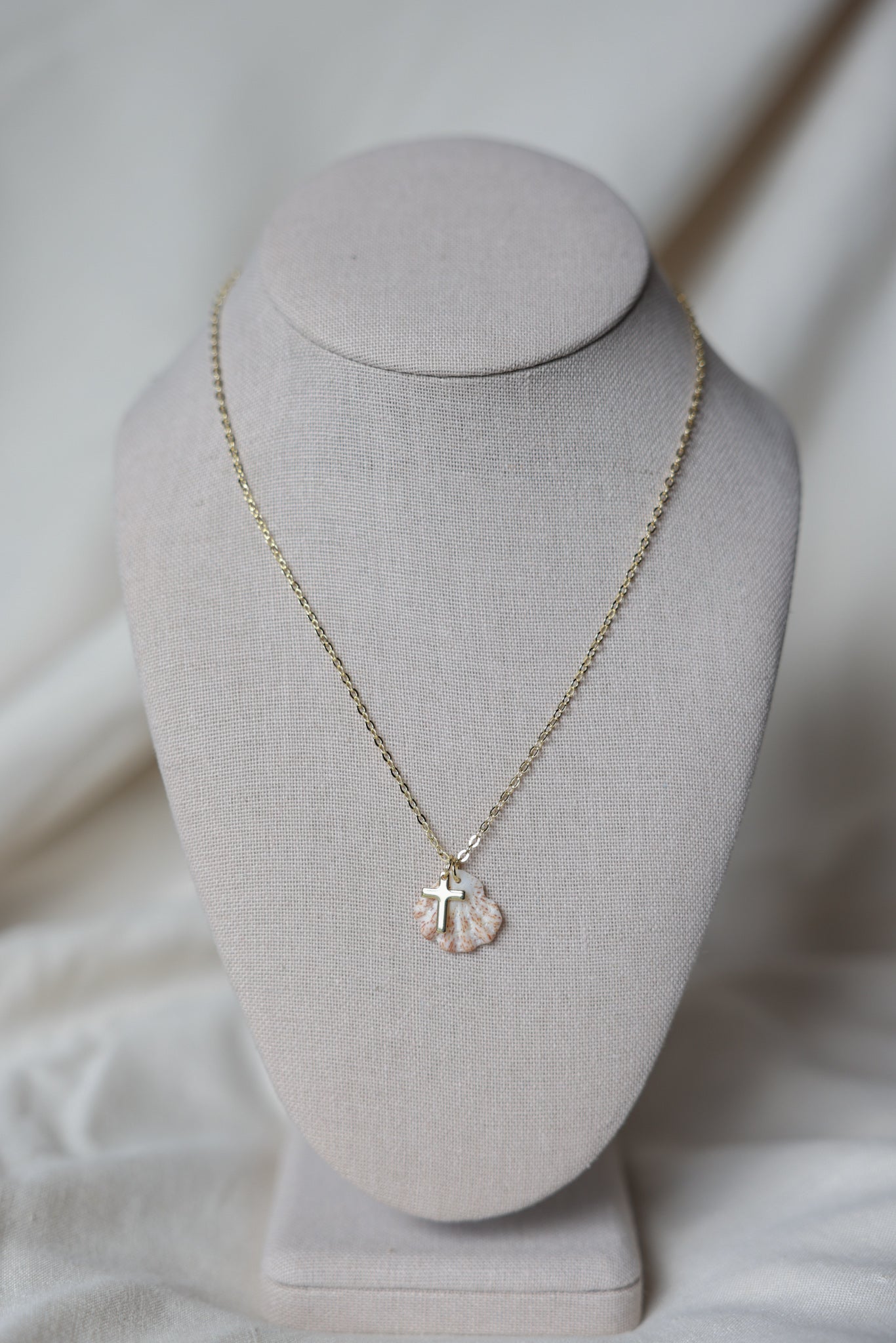Seashell cross necklace
