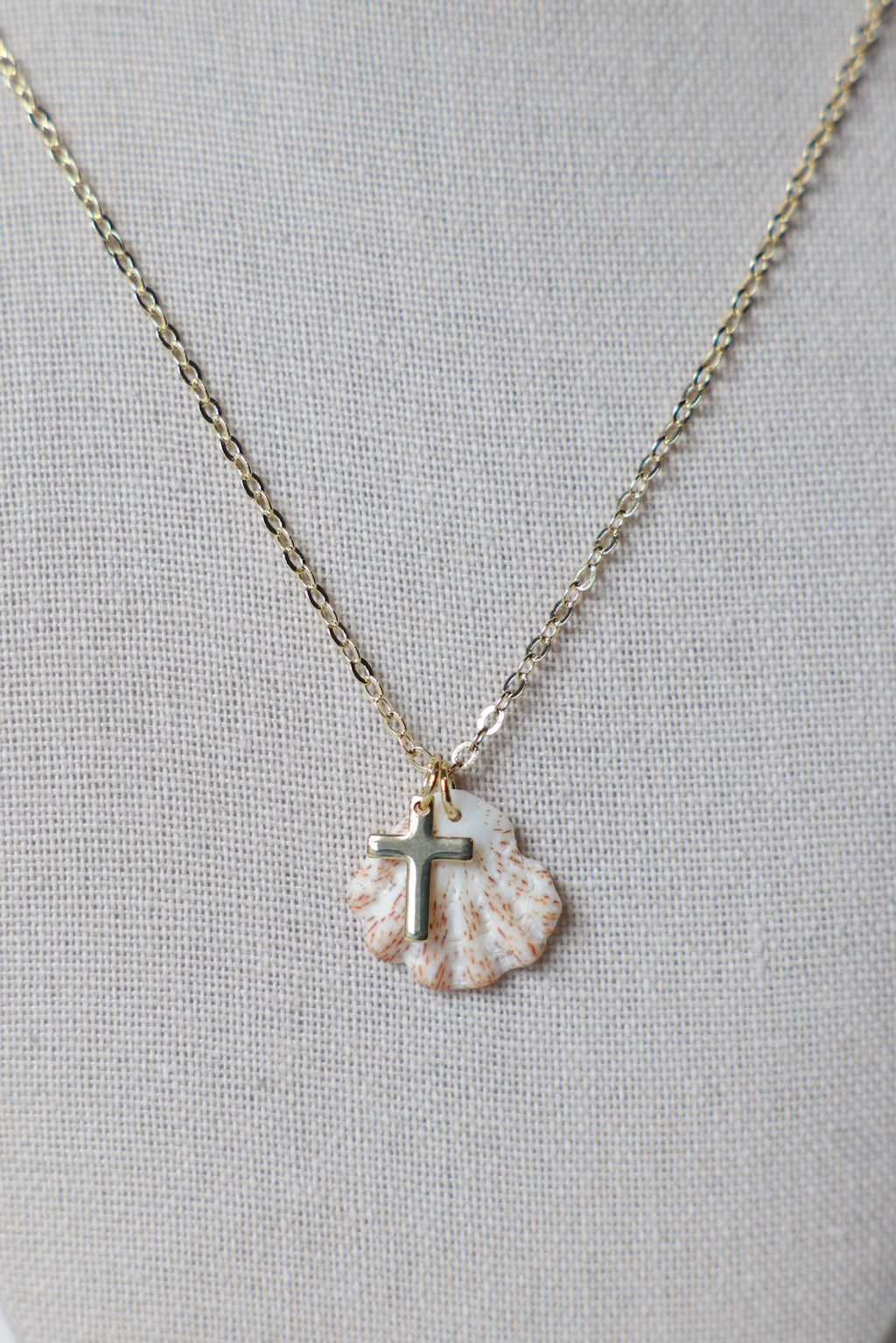Seashell cross necklace