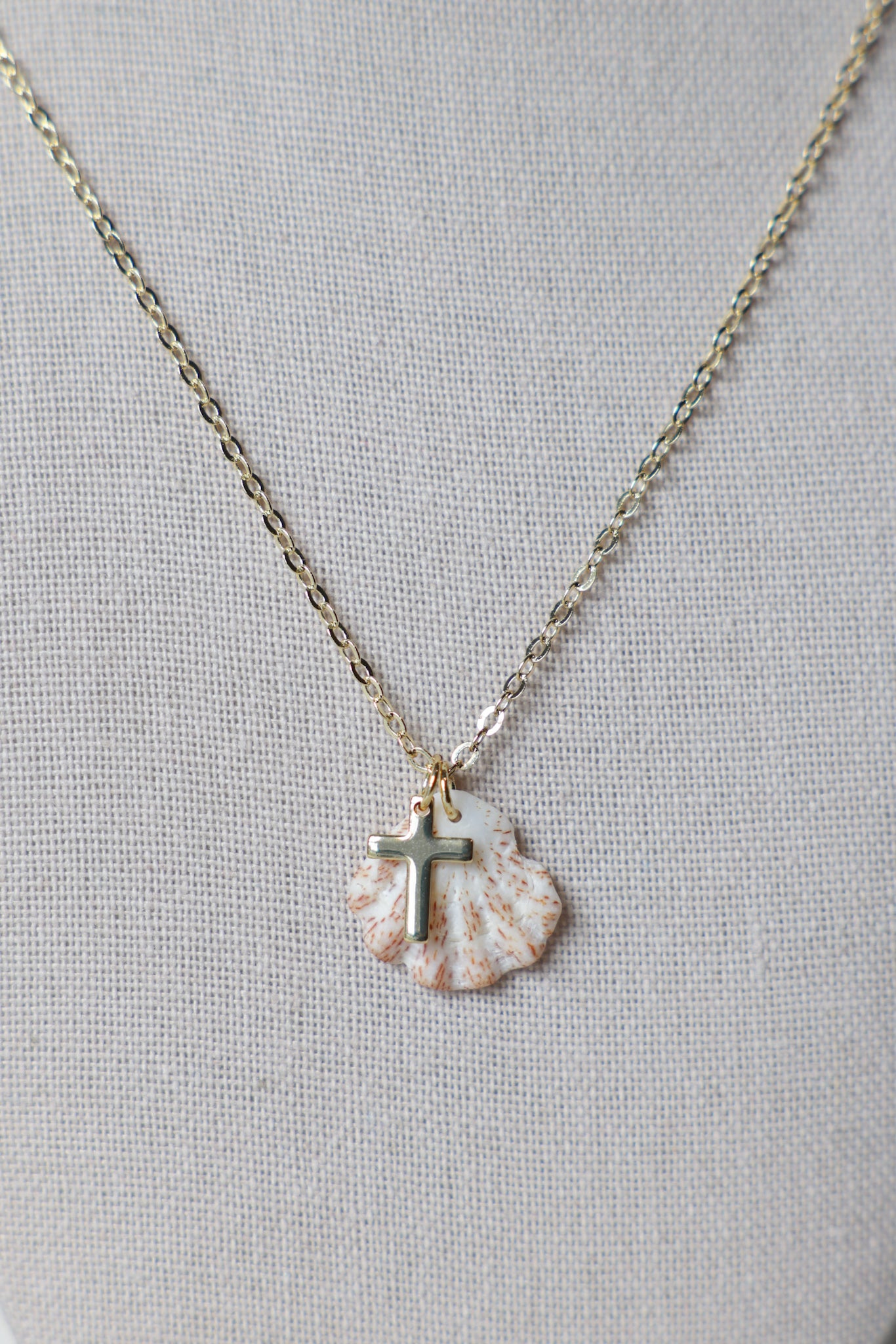 Seashell cross necklace