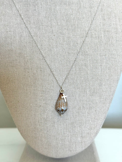 Cone shell cross necklace